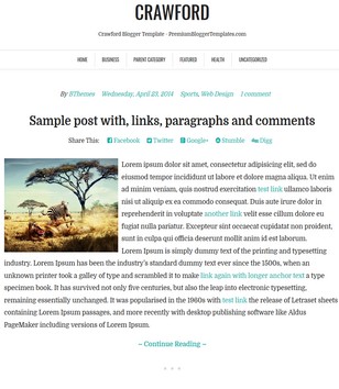 Crawford Single Columnblogger template