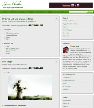Green Hurdicoblogger template